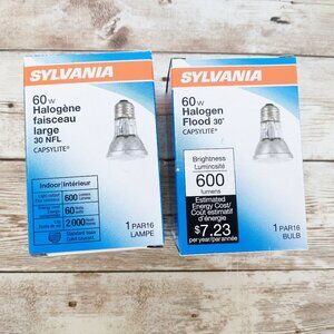 Sylvania 60 Halogen Flood Bulbs 2 Pack Capsylite 60PAR16/HAL/NFL30 Medium Base